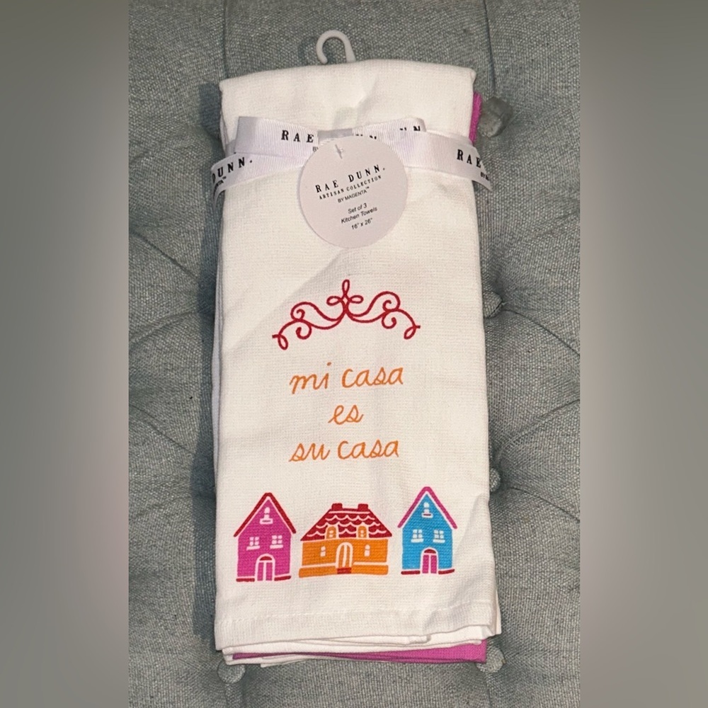 NWTS Set Of 3 “mi casa es su casa” Kitchen Towels Made By Rae Dunn.